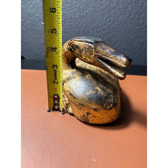 Vintage Italian Carved Wood Gold Gilded Duck Statue Home Decor 5" - Picture 9 of 9